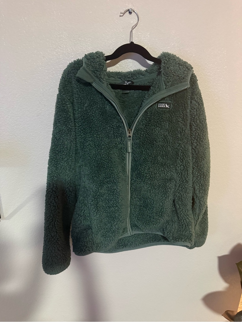 Eddie Bauer Dark Green Sherpa Full-Zip Hoodie